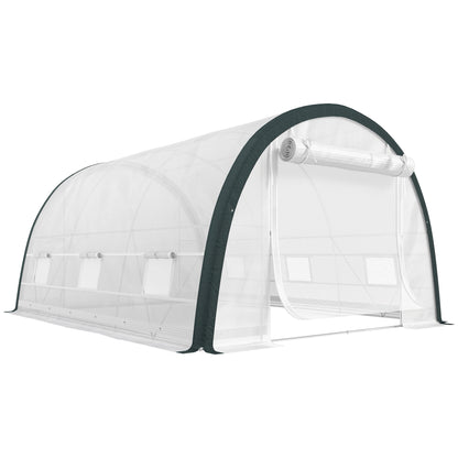 4 x 3(m) Walk-In Tunnel Greenhouse, with Accessories - White