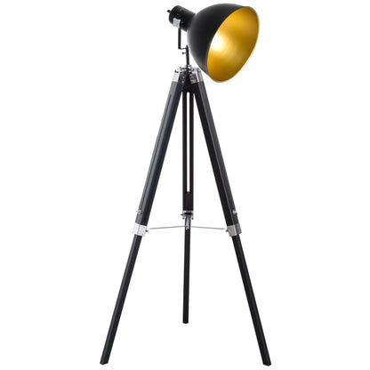 Tripod Floor Lamp, Spotlight Reading Lamp w/ Adjustable Height, Angle, Wood Legs for Living Room, Bedroom, Home, Office
