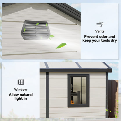 7.9ft x 6.2ft Recycled Garden Shed with Aluminium Frame and Plastic, Wall Shed with Foundation, Waterproof and Rustproof