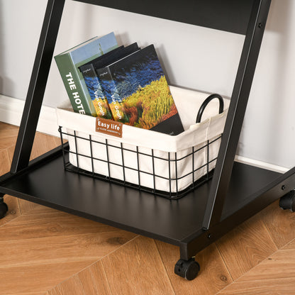 Movable Computer Desk with 4 Moving Wheels and Keyboard Tray Black