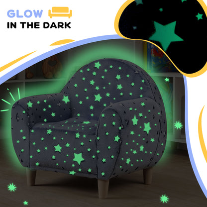 Kids Armchair, Glow in the Dark Chair with Star Design for Bedroom, Playroom, Kids Room, Grey