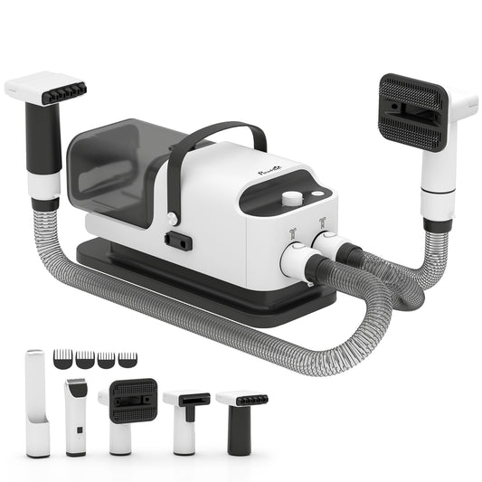 5 in 1 Dog Grooming Vacuum & Dryer w/ Clipper, 1.8L Canister, 4 Modes Blow Temperature