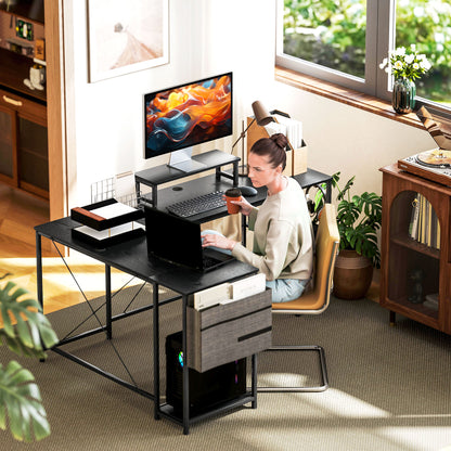 168cm Reversible L Shaped Desk, Industrial Corner Computer Desk with Adjustable Shelf and Storage Bag