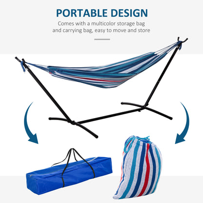 298 x 117cm Hammock with Stand Camping Hammock with Portable Carrying Bag, Adjustable Height, 120kg Load Capacity