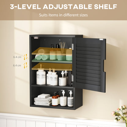 Bathroom Cabinet, Wall Mounted Storage Cabinet with Adjustable Shelves, 40 x 20 x 60 cm, Black
