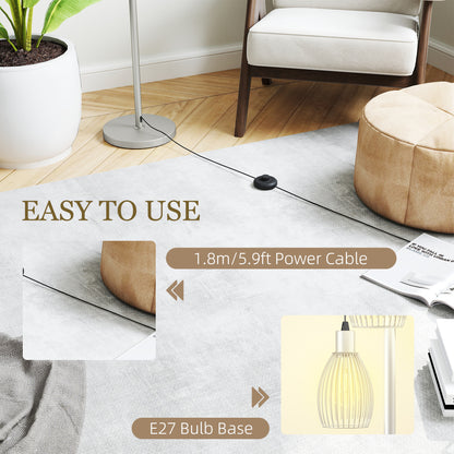 3-Light Floor Lamp, 170cm Industrial Dimmable Standing Lamp with Steel Wire Cage Lampshades for Living Room, Bedroom