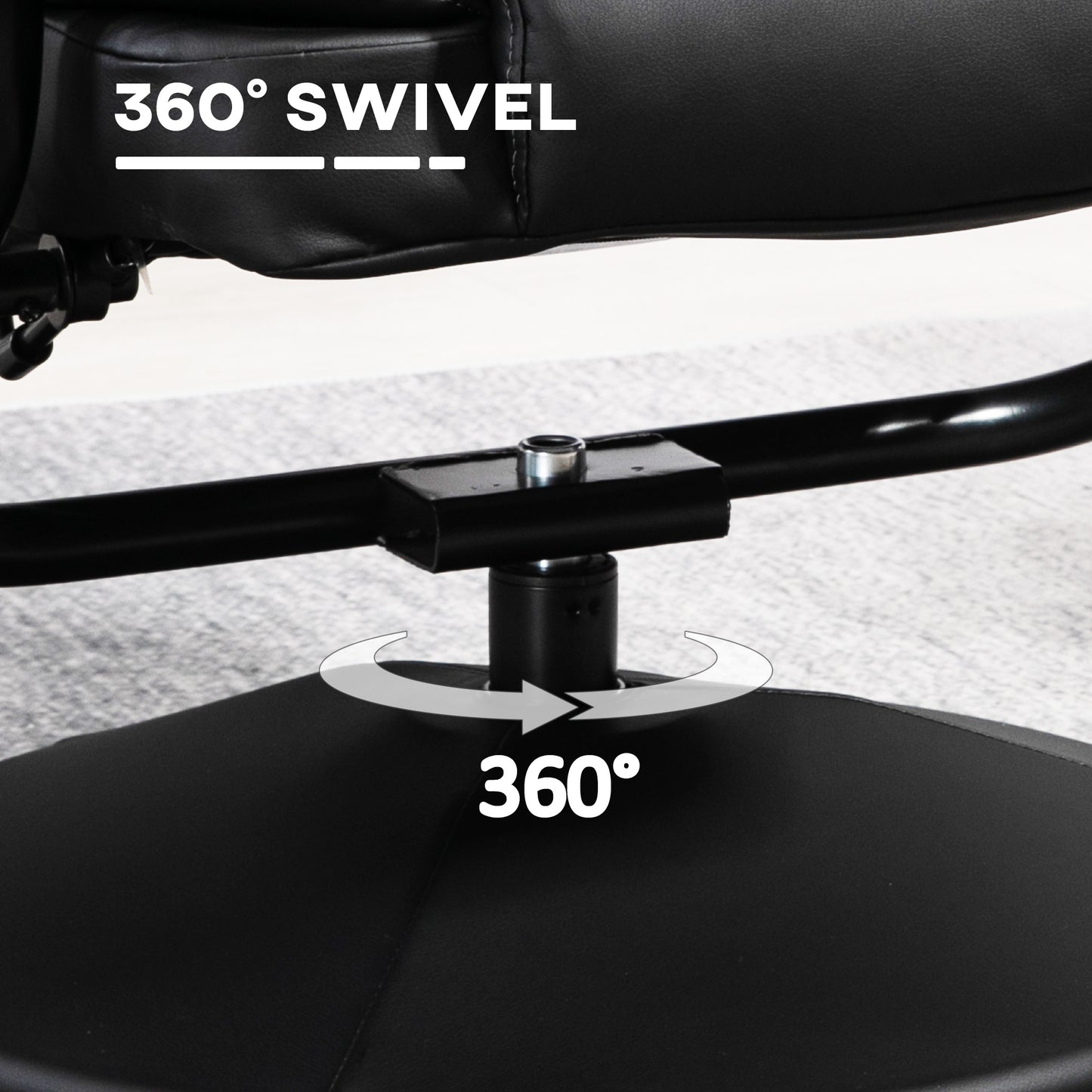 Swivel Recliner Chair with Footstool, PU Leather Recliner Armchair with Ottoman, Steel Base