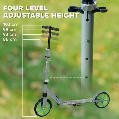 Foldable Kids Scooter with Adjustable Handlebar, 200mm Big Wheel, Rear Fender Brake, for Ages 6-12 Years, Green