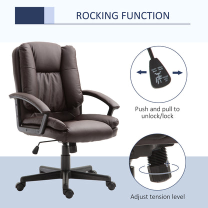 Office Chair, Computer Desk Chair, PU Leather Mid Back Executive Chair with Adjustable Height and Swivel Rolling Wheels for H