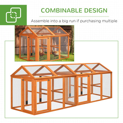 Large Chicken Run, Wooden Chicken House for 1-3 Chickens, Hen House Duck Pen Outdoor with Combinable Design, Orange