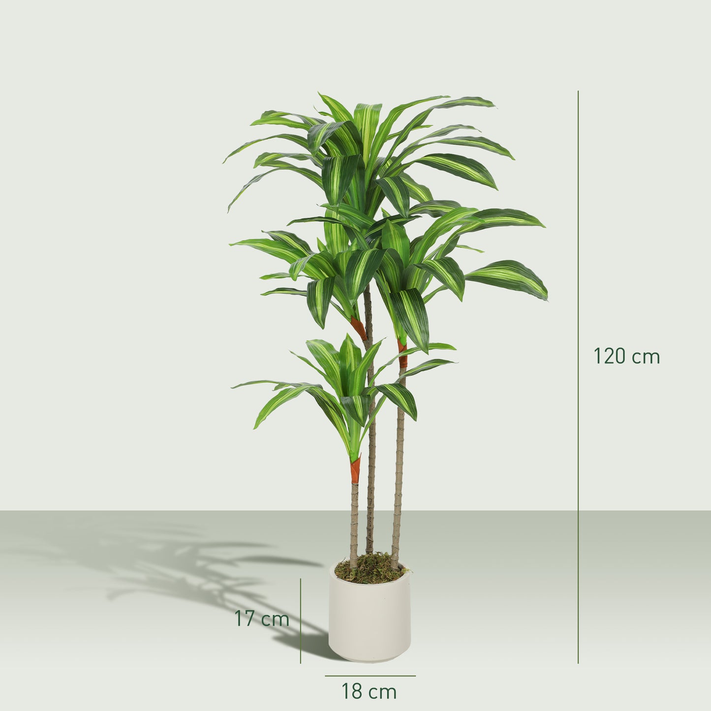 120cm Artificial Dracaena Tree with Bendable Trunks - Green
