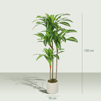 120cm Artificial Dracaena Tree with Bendable Trunks - Green