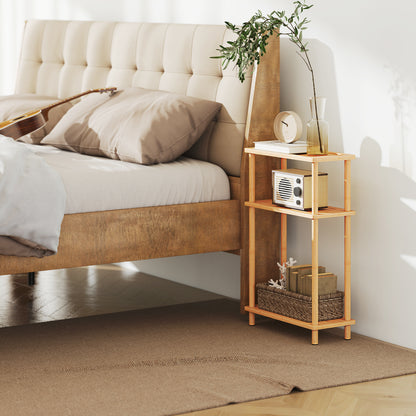 Bamboo Side Table, 3-Tier Slim End Table, Nordic Style, for Living Room, Bedroom, Office, Tool-Free Assembly