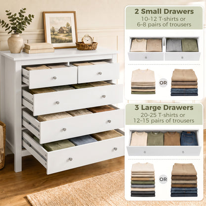 5 Drawer Chest of Drawers, Modern Dresser for Bedroom, Bedside Storage Cabinet