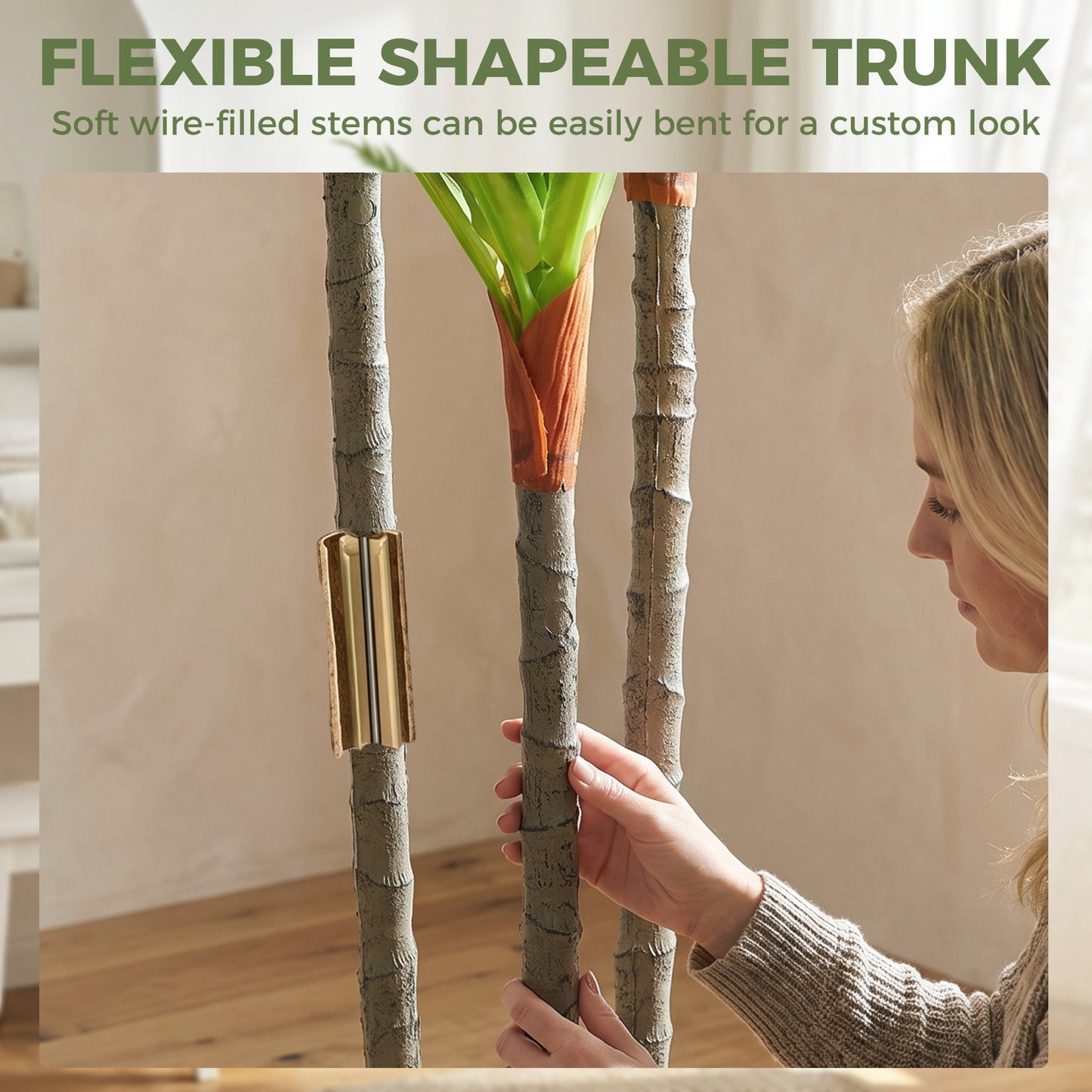 90cm Lifelike Fake Tree, Artificial Dracaena Tree with Bendable Trunks, Green
