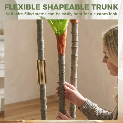 90cm Lifelike Fake Tree, Artificial Dracaena Tree with Bendable Trunks, Green