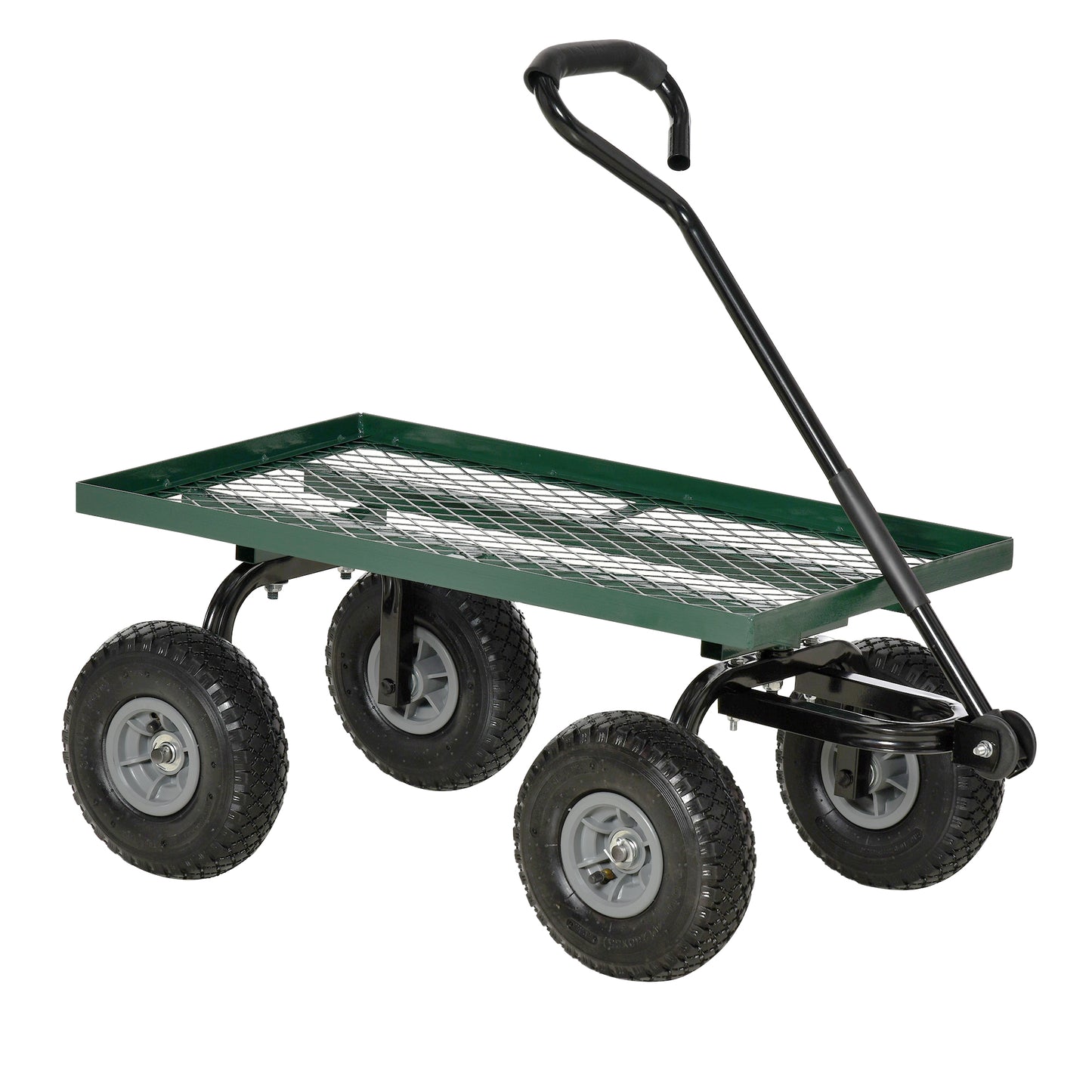 Garden Trolley Cart, Heavy Duty Garden Cart with Metal Frame, 10" Pneumatic Wheels, Rotating Handle, 150kg Capacity
