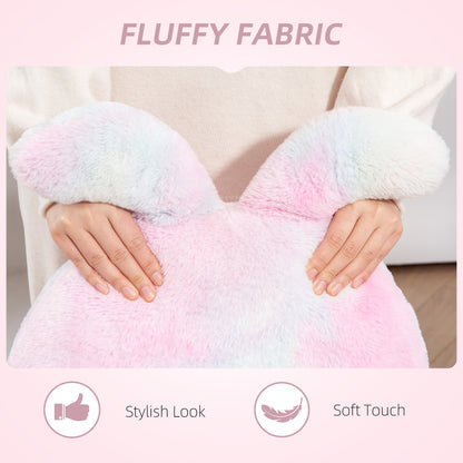 Fuzzy Office Chair with Bunny Ears, Faux Fur Swivel Desk Chair, Armless Makeup Vanity Chair
