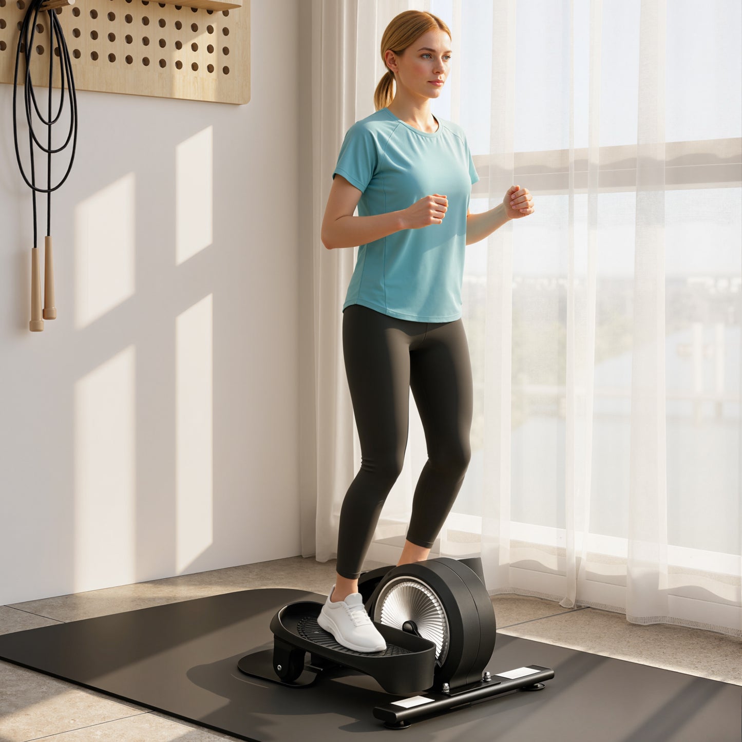 Under Desk Elliptical Machine with LCD Monitor, 8 Adjustable Magnetic Resistances for 2-in-1 Seat & Stand Up Exercise