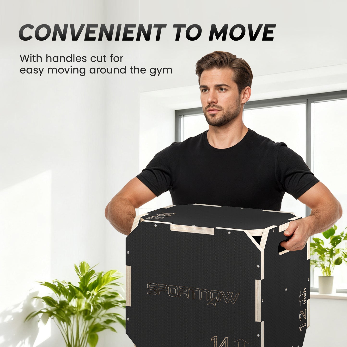 Non-Slip Plyo Box, Corner-free Wooden Jump Box, 31 x 36 x 41 cm