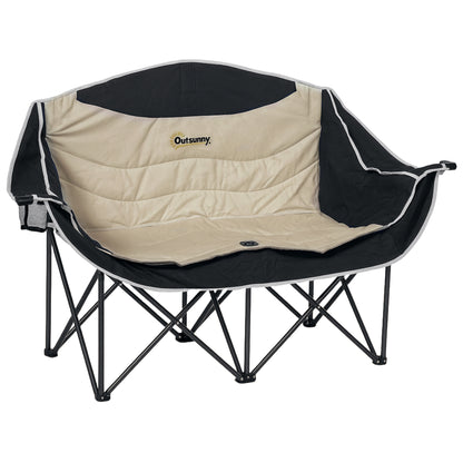 Double Camping Chair for Adults, Oversized Heavy Duty Padded Folding Chair with Armrests