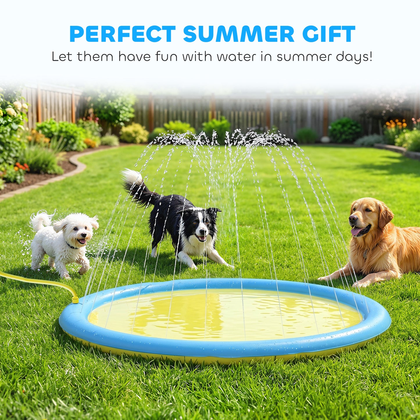 Dog Splash Pad for Pets Dog Bath Pool Water Game