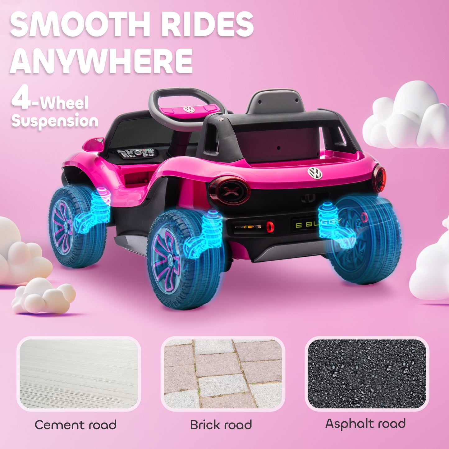 Volkswagen Licensed Kids Electric Car with Remote Control for Ages 3-6 Years, Pink