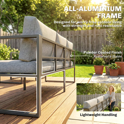 4 Piece Outdoor Garden Furniture Set, Patio Furniture with 3-Seater Sofa, Armchairs and Coffee Table