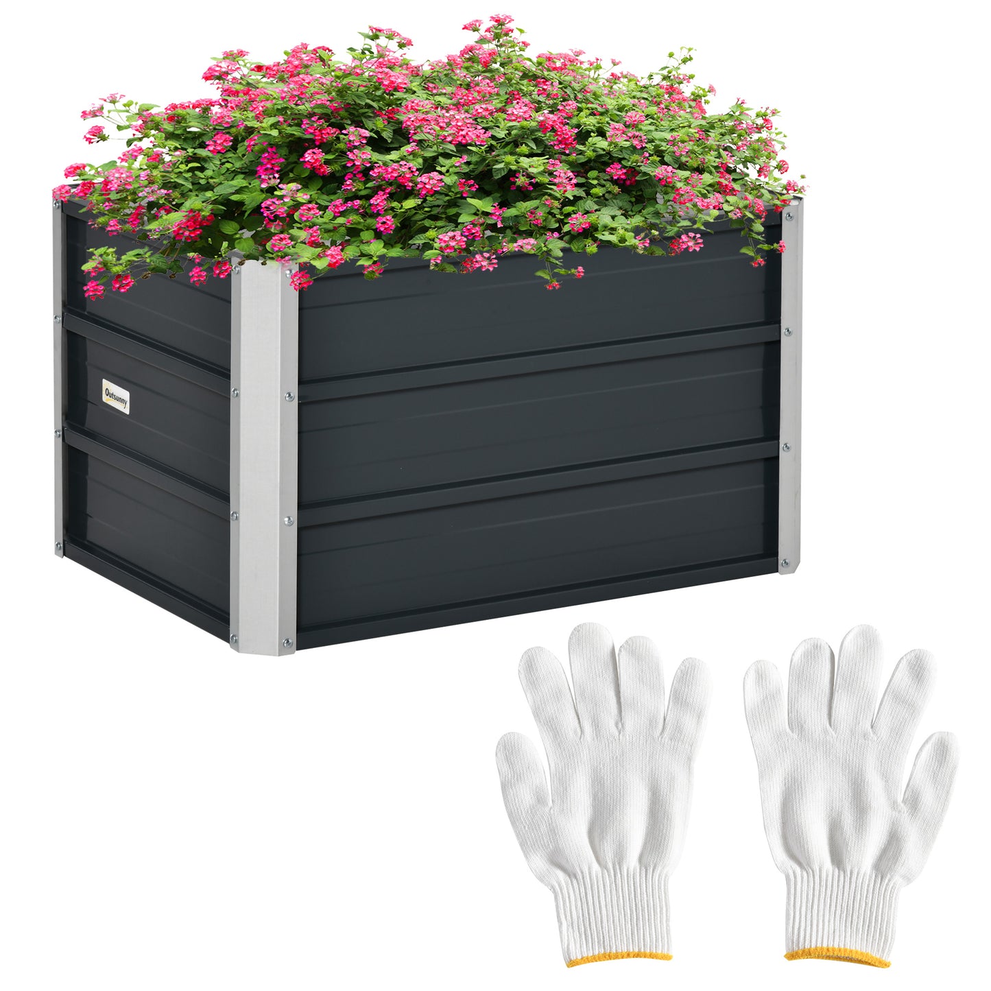 108L Raised Garden Bed, Galvanized Steel Elevated Planter Box w/ Installation Gloves for Backyard, Patio to Grow Vegetables