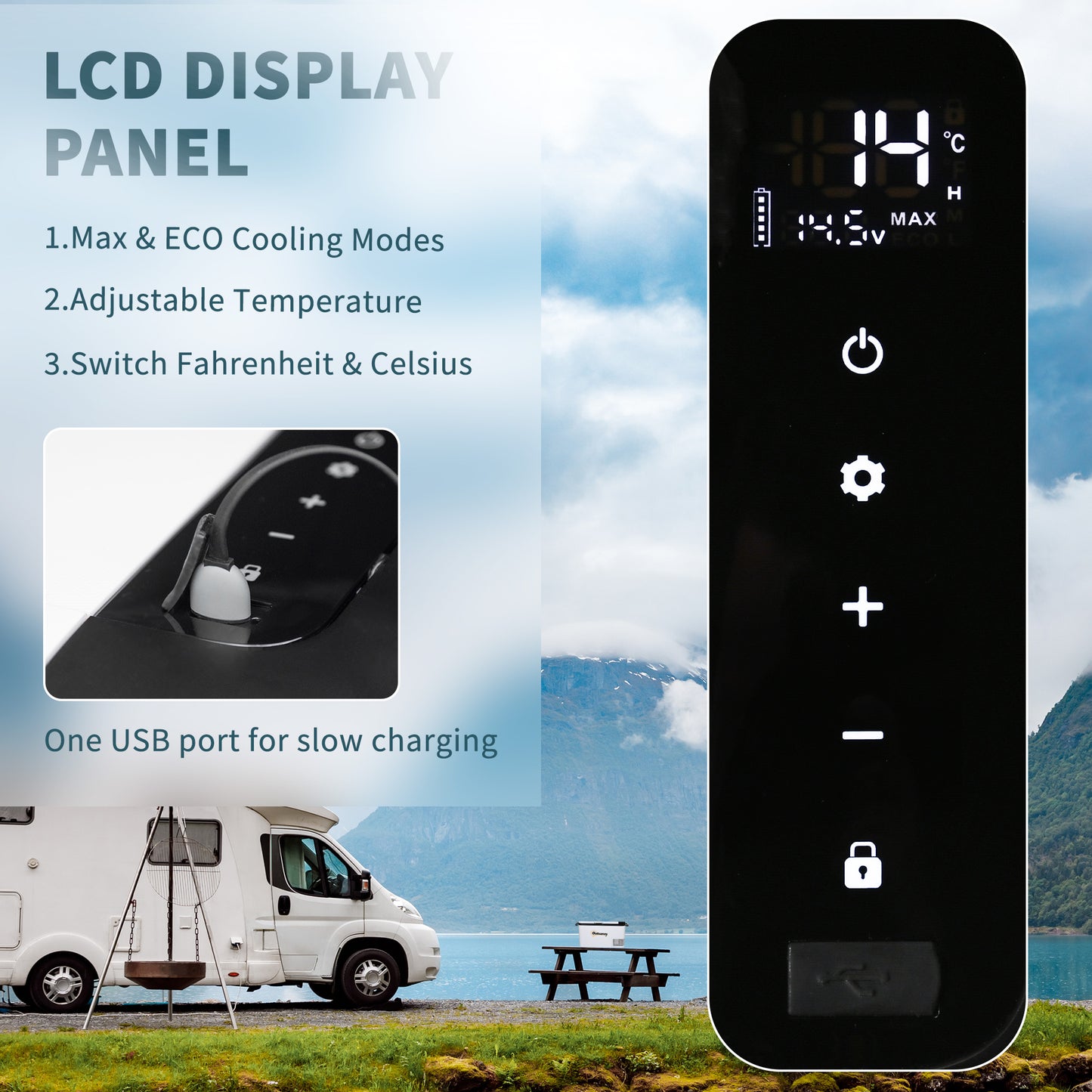 12V Car Refrigerator w/ LED Light & Foldable Handles, 25L Portable Compressor Cooler