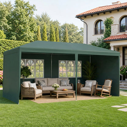 6x3 m Party Tent Gazebo Marquee Outdoor Patio Canopy Shelter with Windows and Side Panels, Green