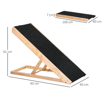 Dog Ramp, Foldable Pet Ramp with 4 Adjustable Heights, Non-Slip Finish for Medium and Large Dogs, Black