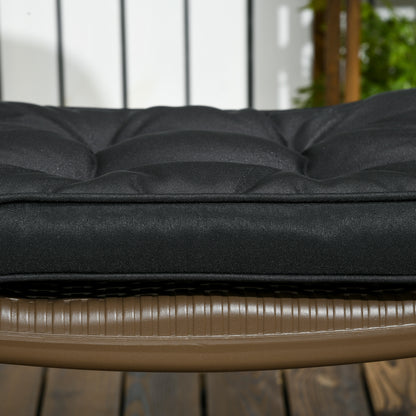 Set of 4 Garden Seat Cushion with Ties, 42 x 42cm Replacement Dining Chair Seat Pad, Black