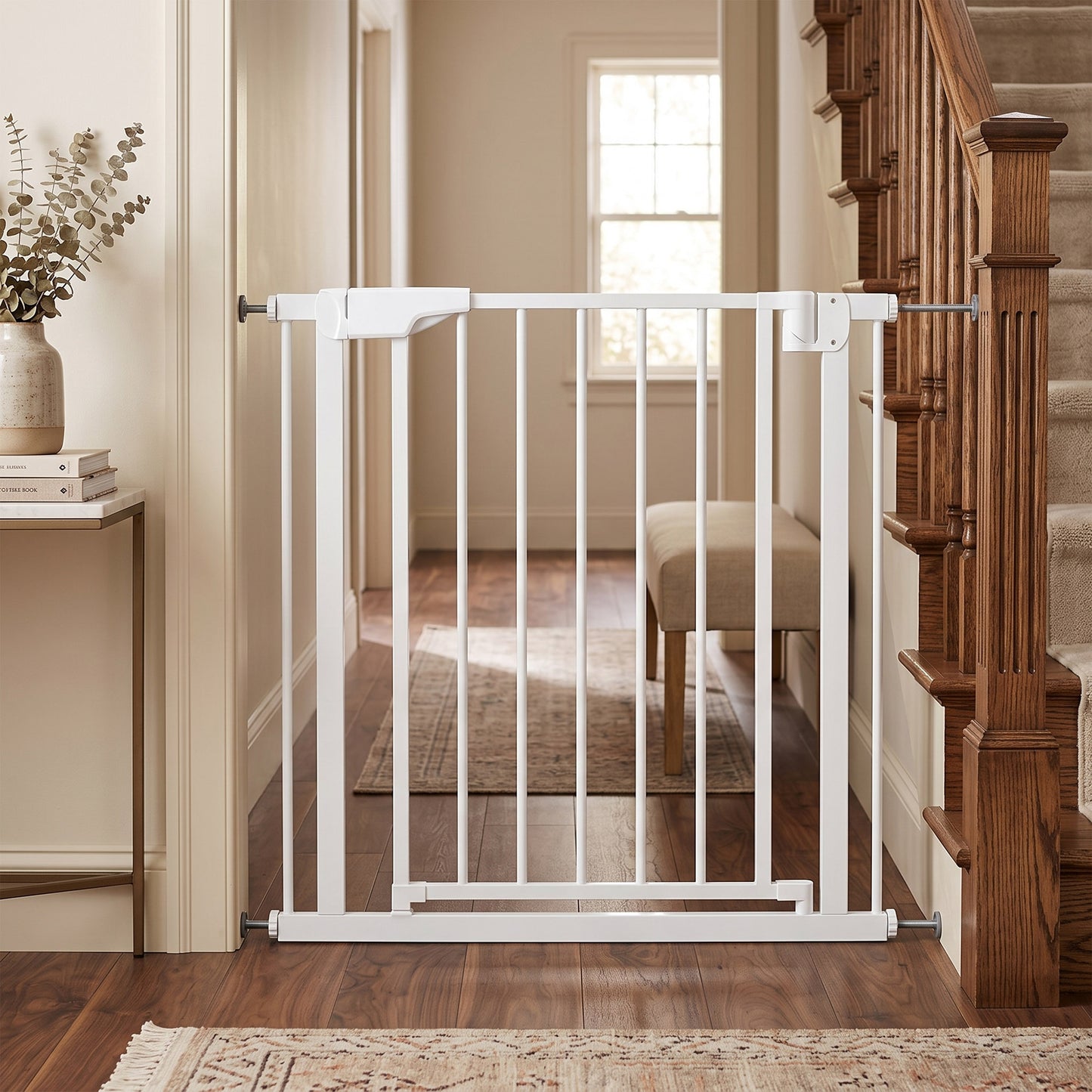 Baby Gate, Pet Safety Gate Pressure Fit, 76-81cm Wide with Two-Way Open, One-Hand Opening