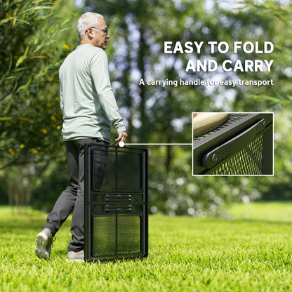 Folding Grill Table, 4.5ft Portable Camping Table with 2 Wing Panels, Height Adjustable Metal Picnic Table for Camping