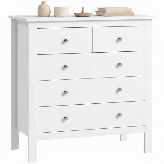 5 Drawer Chest of Drawers, Modern Dresser for Bedroom, Bedside Storage Cabinet