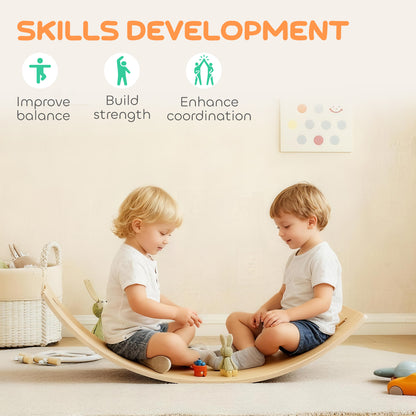 Kids Wooden Balance Board with Rope, Wooden Wobble Board with Felt for Sensory Play, for Toddler 3-6 Years Old