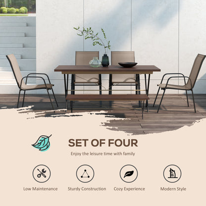 Set of Four Stackable Mesh Seat Chairs - Grey
