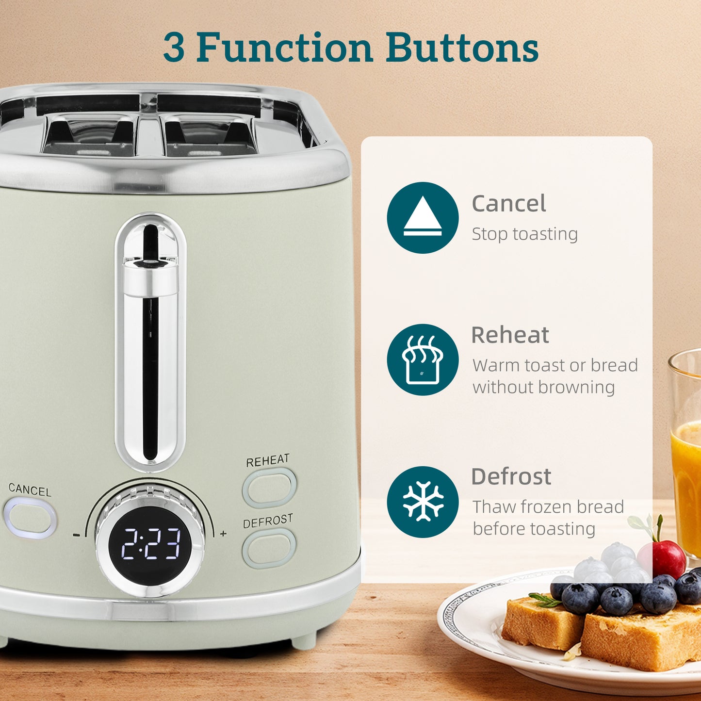 Polished Retro 40-100°C Kettle and Toaster Set - Grey