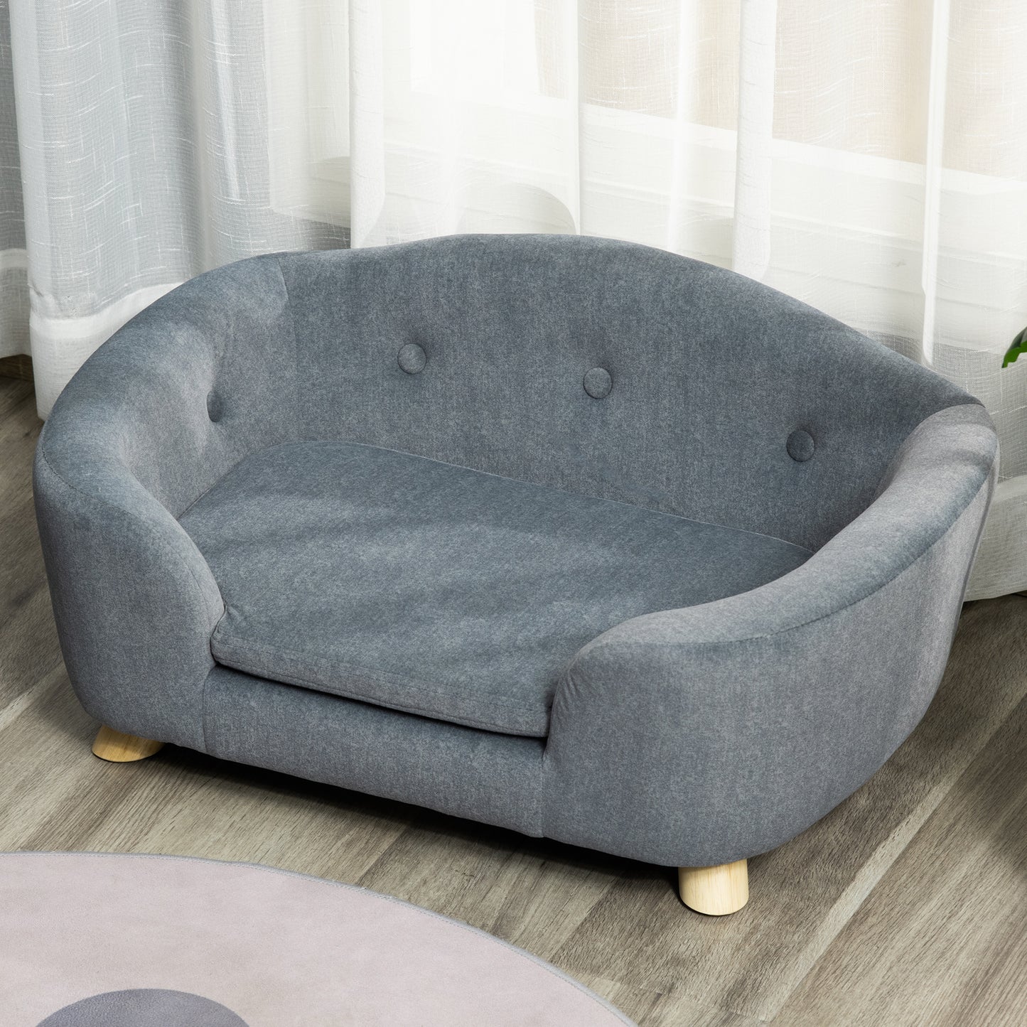 Dog Sofa Bed Pet Chair Couch with Water Resistant Fabric, Kitten Lounge with Soft Cushion, Wooden Frame for Mini Size Dogs