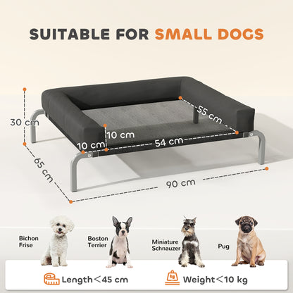 Elevated Dog Bed with Removable Bolsters, Raised Dog Bed for Small Breeds, Portable Indoor & Outdoor Pet Cots, Black
