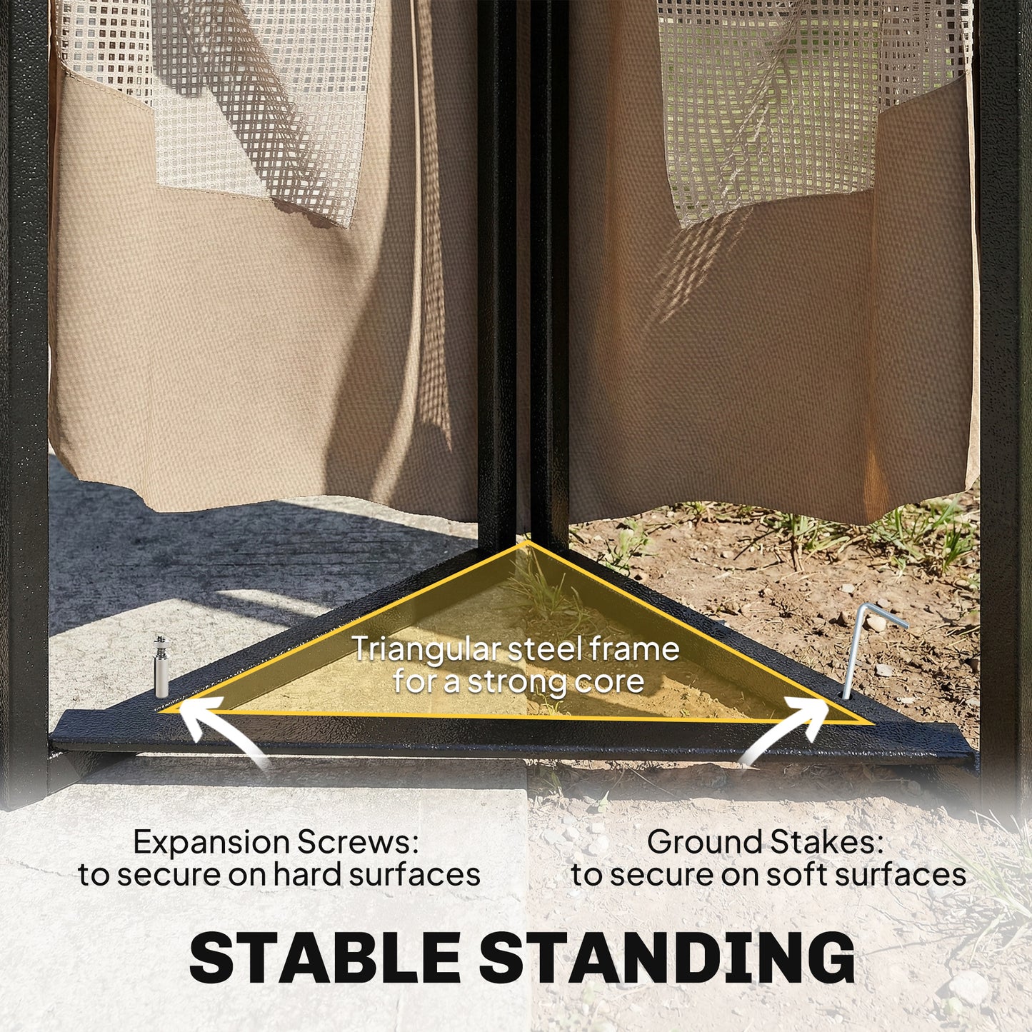 3 x 3.6 m Outdoor Garden Gazebo with Post Shelves, UPF50+ Patio Permanent Pavilion with Hook, Khaki