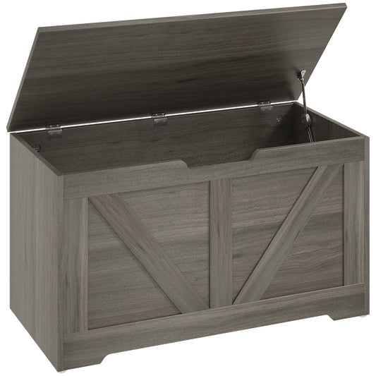 100L Home Storage Box, with Safety Hinge - Charcoal Grey