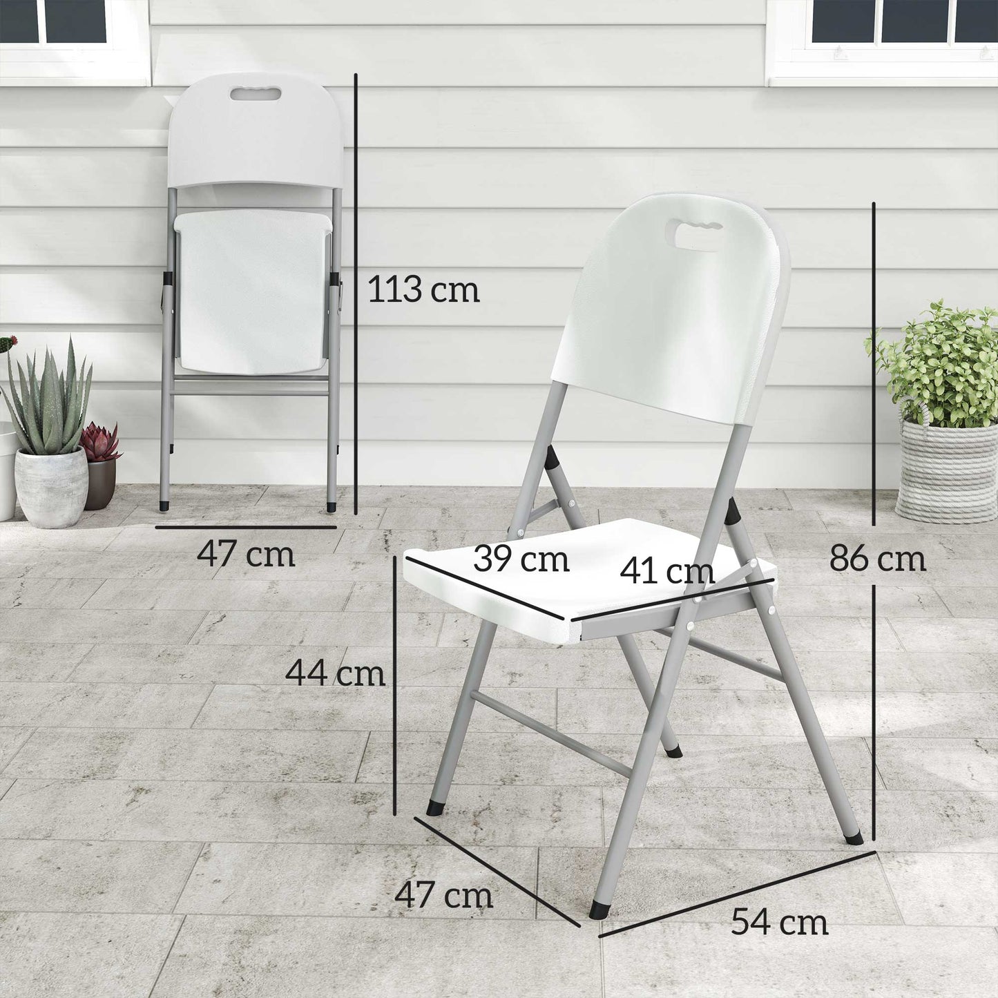 Set of Four Foldable Outdoor Chairs - White