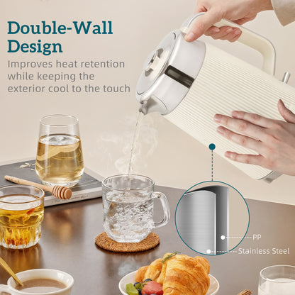 Electric Stainless Steel Kettle and Toaster Set, 3000W 1.7L UK Strix Thermostat Fast Boil Kettle w/ Limescale Filter