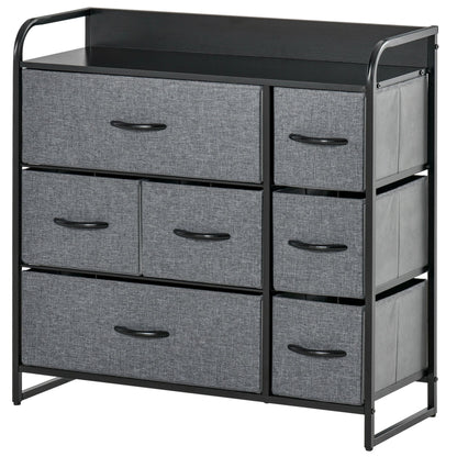 Chest of Drawers with 7 Foldable Drawers, 3-Tier Fabric Bedroom Dresser, Clothes Storage Unit for Bedroom, Living Room, Grey