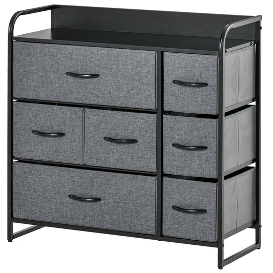 Chest of Drawers with 7 Foldable Drawers, 3-Tier Fabric Bedroom Dresser, Clothes Storage Unit for Bedroom, Living Room, Grey