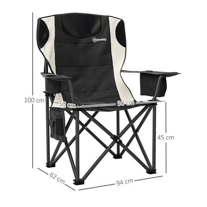 Set of 2 Folding Camping Chairs, Padded Camping Chairs with Adjustable Armrests