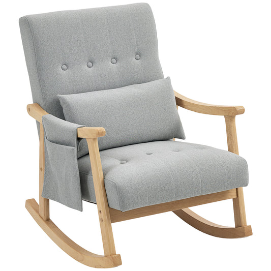 Wood Frame Rocking Accent Chair - Light Grey