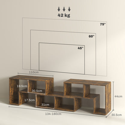 Three-Block Modular TV Stand - Rustic Brown